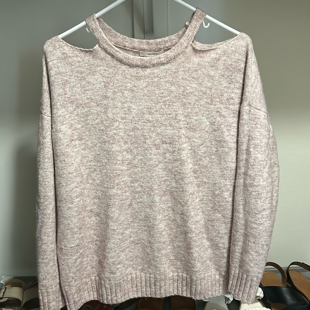 Heather rose cutout shoulder sweater